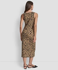 Dkny Jeans Women's Cheetah Jacquard Bodycon Sweater Dress