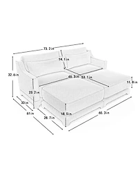 Streamdale Furniture Chenille 2-Seater Sofa w/ Ottomans & Pillows