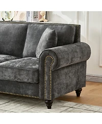 Streamdale Furniture Modern Chenille Sofa with Rolled Arms & Nailhead Trim