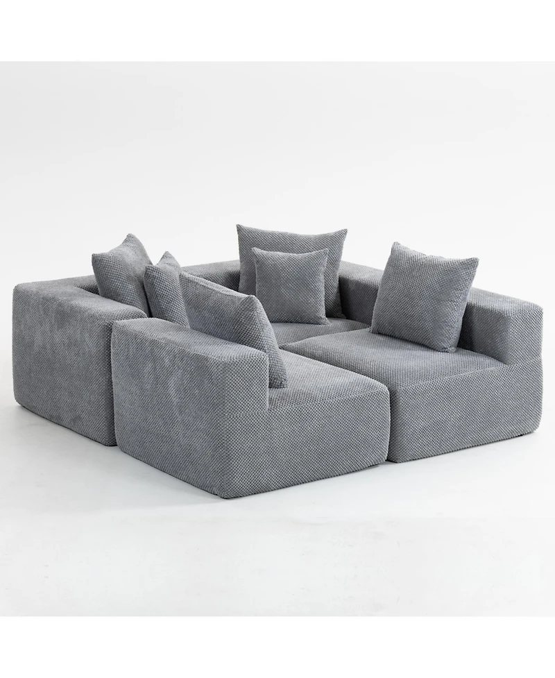 Streamdale Furniture Streamdale Modular L-Shaped Chenille Deep-Seat Couch with Pillows - Grey