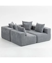 Streamdale Furniture Streamdale Modular L-Shaped Chenille Deep-Seat Couch with Pillows - Grey