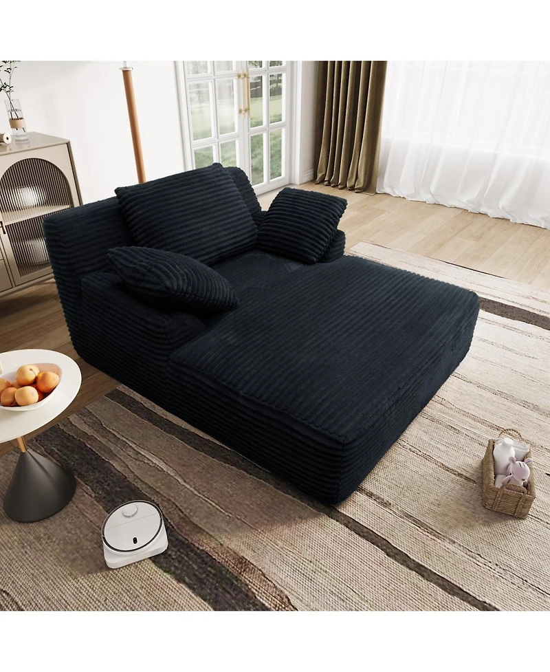 Streamdale Furniture 51" Fluffy Plush Corduroy Sleeper Couch - Deep Seat Reading Chair