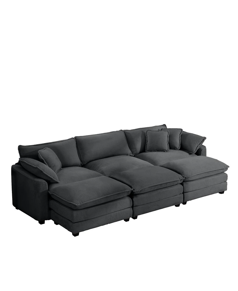 Streamdale Furniture Oversized Modular Corduroy Sofa with Ottoman