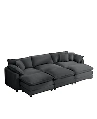 Streamdale Furniture Oversized Modular Corduroy Sofa with Ottoman