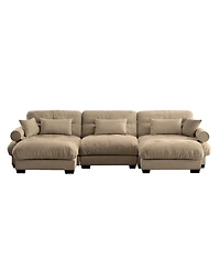 Streamdale Furniture Streamdale Camel U Shape Modular Sectional Sofa Couch with Two Ottomans & Pillows