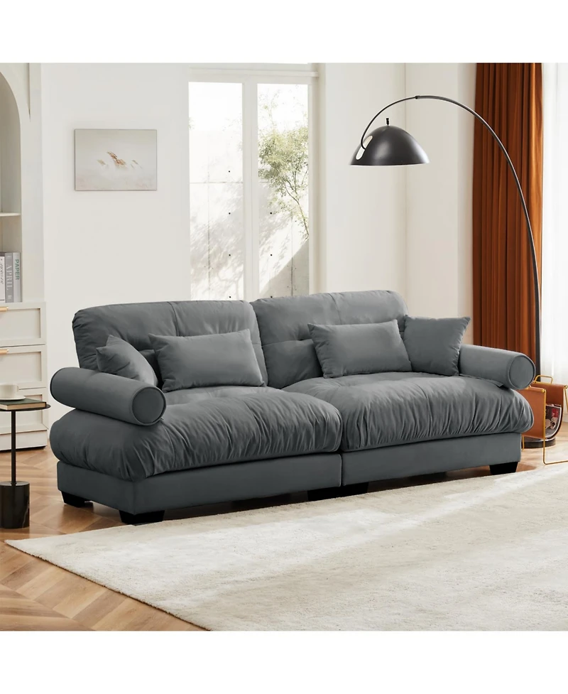 Streamdale Furniture Modern Two-Seater Velvet Sofa with Pillows