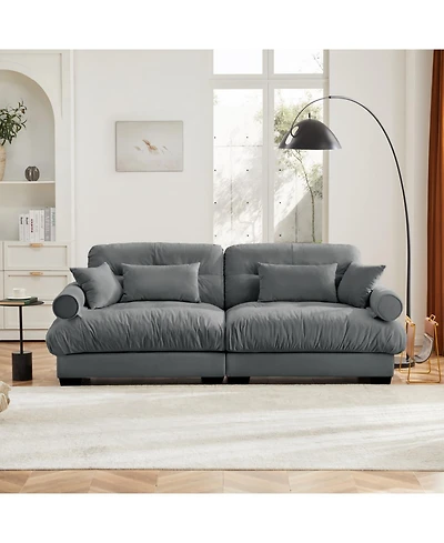 Streamdale Furniture Modern Two-Seater Velvet Sofa with Pillows