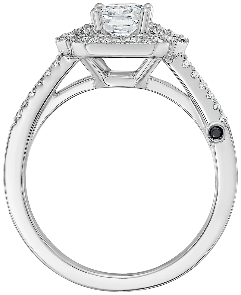 Macy's Emerald Diamond Halo Engagement Ring (3/4 ct. t.w.) in 14k White Gold