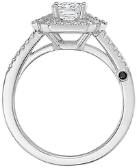 Macy's Emerald Diamond Halo Engagement Ring (3/4 ct. t.w.) in 14k White Gold