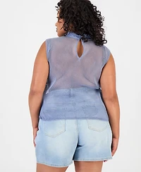 And Now This Trendy Plus Cotton Crochet Mock Neck Sleeveless Top, Exclusively at Macy's