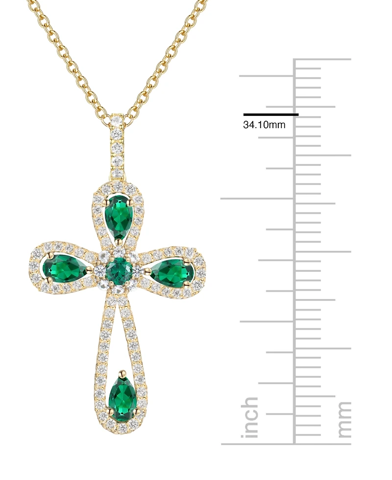 Macy's Lab Grown Sapphire (1-1/2 ct. t.w.) Pendant Necklace Sterling Silver (also available Ruby and Emerald)