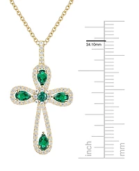 Macy's Lab Grown Sapphire (1-1/2 ct. t.w.) Pendant Necklace Sterling Silver (also available Ruby and Emerald)