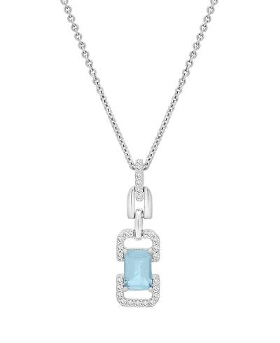 Macy's White Topaz (1/6 ct. t.w.) and Blue Topaz (5/8 ct. t.w.) Drop Pendant Necklace in Sterling Silver
