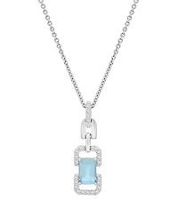 Macy's White Topaz (1/6 ct. t.w.) and Blue Topaz (5/8 ct. t.w.) Drop Pendant Necklace in Sterling Silver