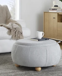 Lumisource 14.75" Fabric Tray Pouf Contemporary Storage Ottoman