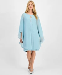 Connected Women's Embellished Keyhole Chiffon Overlay Sheath Dress