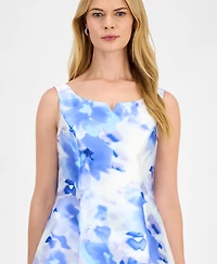 Connected Women's Scoop-Neck Satin Pleated-Waist Dress