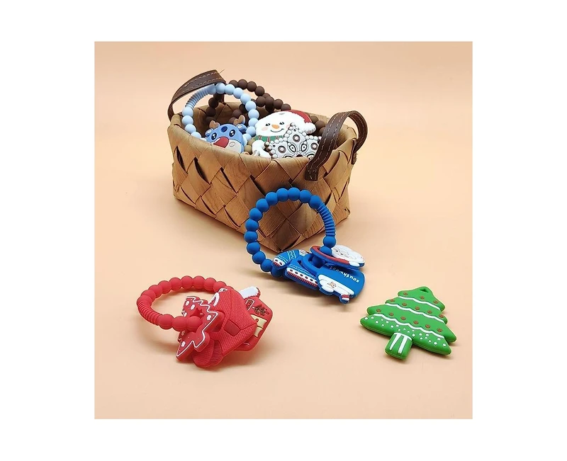 Sperric Silicone Christmas Teether Ring Toy for Baby, Bpa Free Soothing Teething Relief Infant & Toddlers 0-18 Months, Perfect Gift