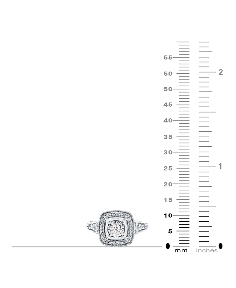 Macy's Diamond Cushion Top Engagement Ring (3/4 ct. t.w.) in 14k White Gold