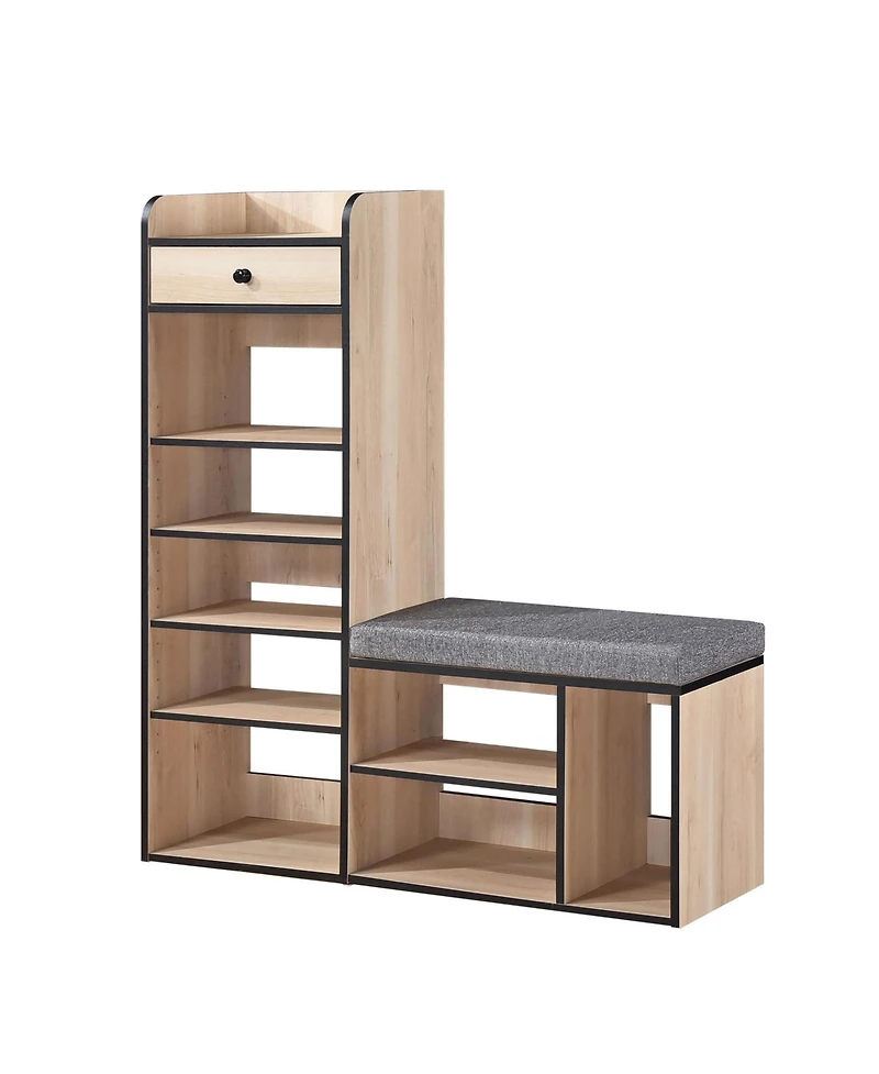 Kings Brand Furniture Julian Bench & Shoe Rack, 7-Shelf Storage & Drawer