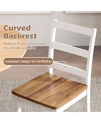 Gymax Set of Dining Chairs Ladder Back Armless Side Chair w/ Solid Rubber Wood Legs