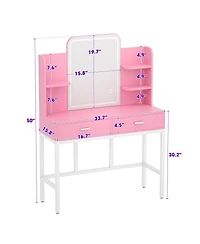 Aheaplus Makeup Vanity with Mirror and Lights, Table Drawers