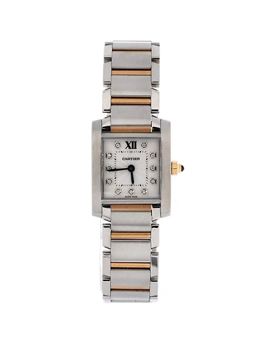 Pre-Owned Cartier Tank Francaise Quartz Watch in Stainless Steel and Rose Gold with Diamond Markers 20mm