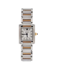 Pre-Owned Cartier Tank Francaise Quartz Watch in Stainless Steel and Rose Gold with Diamond Markers 20mm