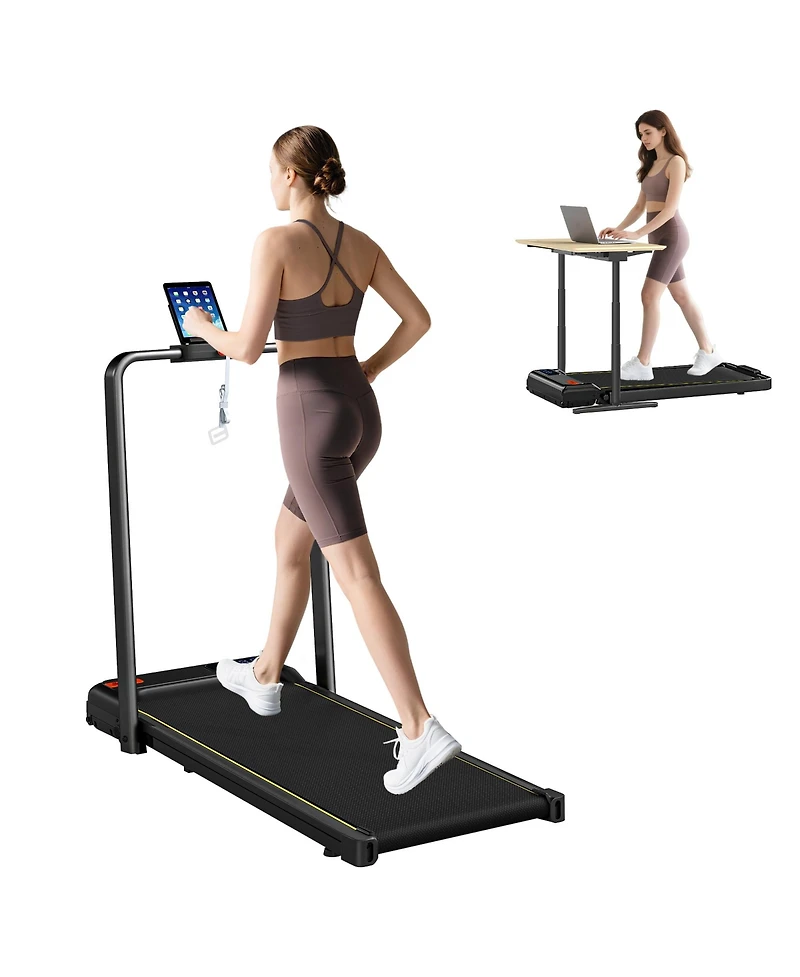Soozier Walking Pad Treadmill, Foldable Under Desk Treadmill with Incline