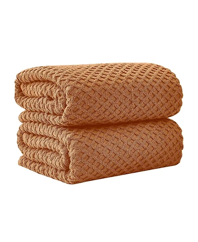 Linery & Co. Quick-Drying Cotton Diamond Waffle Textured 2-Piece Bath Sheet Set