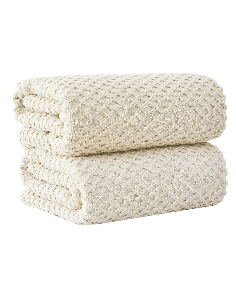 Linery & Co. Quick-Drying Cotton Diamond Waffle Textured 2-Piece Bath Sheet Set