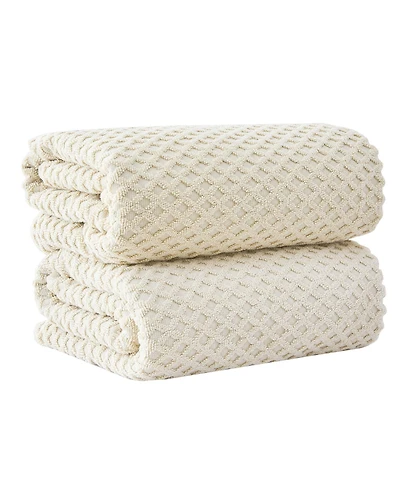 Linery & Co. Quick-Drying Cotton Diamond Waffle Textured 2-Piece Bath Sheet Set