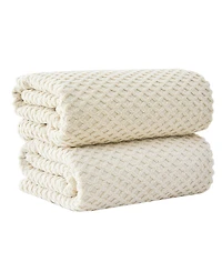 Linery & Co. Quick-Drying Cotton Diamond Waffle Textured 2-Piece Bath Sheet Set