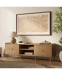 LuxenHome Summer Oak Manufactured Wood 2-Door 63" Wide Tv Console Cabinet