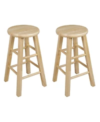 Pj Wood Classic Round-Seat 24" Tall Kitchen Counter Stools, Natural, Set of 2