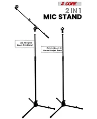 5 Core Mic Stand 2Pcs Adjustable Microphone Stands Floor w 180° Rotating Telescoping Metal Boom Arm