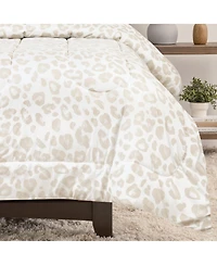 Chanasya Premium Beige Leopard Comforter Set – Soft Animal Print Microfiber Bedding – 3 Piece Set with 1 Comforter and 2 Pillow Shams
