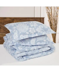 Chanasya Premium Paisley Floral Comforter Set – Soft Blue Gray Modern Microfiber Bedding – 3 Piece Set with 1 Comforter and 2 Pillow Sha