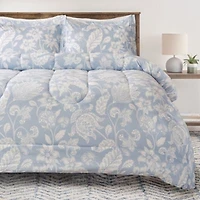 Chanasya Premium Paisley Floral Comforter Set X2013 Soft Blue Gray Modern Microfiber Bedding X2013 3 Piece Set With 1 Comforter 2 Pillow Shams King
