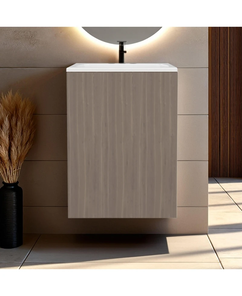 Fm Furniture Siena Compact Vanity Cabinet, Single Door, Two Open Side Shelves