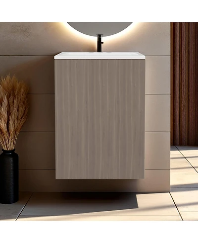 Fm Furniture Siena Compact Vanity Cabinet, Single Door, Two Open Side Shelves