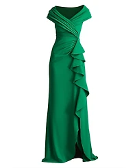 Tadashi Shoji Women's Talise Waterfall Flounce Gown