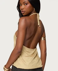 Edikted Women's Stasia Sparkly Knit Split Front Top