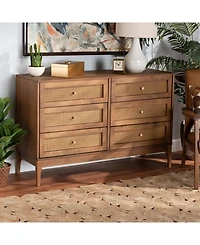 Baxton Studio Ramiel 47.2 Rattan Mid-Century Dresser