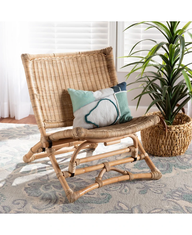 Furniture Herrara 27.6" Rattan Bohemian Foldable Lounge Chair