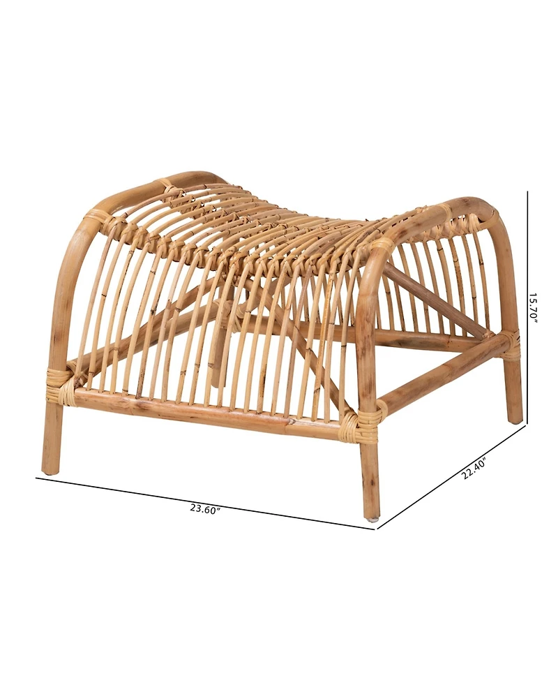 Furniture Lamaria 22.4" Rattan Bohemian Footstool