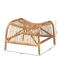 Furniture Lamaria 22.4" Rattan Bohemian Footstool