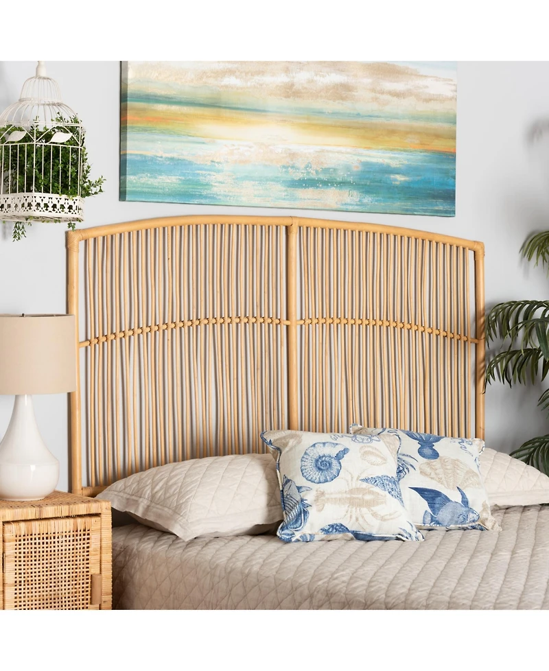 Furniture Malvina 2" Rattan Bohemian Queen Wall-mount Headboard