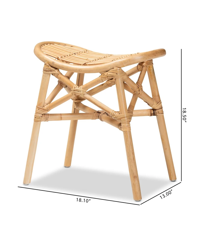 Furniture Elgon 18.5" Rattan Bohemian Footstool