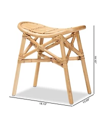 Furniture Elgon 18.5" Rattan Bohemian Footstool